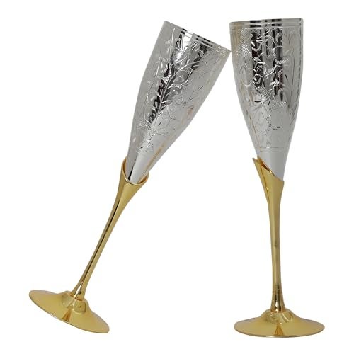 INTERNATIONAL GIFT® German Silver Wine Glass/Wine Goblet Set of 2 Pieces Glass | Happy Anniversary Customize Velvet Box with Carry Bag,300 Ml - Image 3