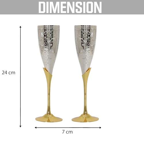 INTERNATIONAL GIFT® German Silver Wine Glass/Wine Goblet Set of 2 Pieces Glass | Happy Anniversary Customize Velvet Box with Carry Bag,300 Ml - Image 4