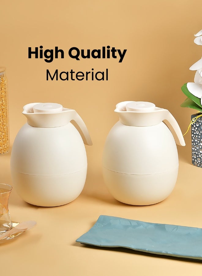 Raz مجموعة من قارورتين مفرغة من الهواء للقهوة والشاي والماء سعة 1000 مل، لون بيج - Image 1