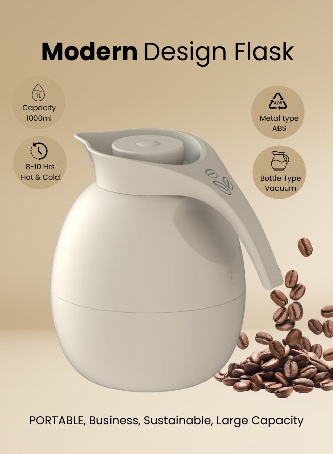 Raz مجموعة من قارورتين مفرغة من الهواء للقهوة والشاي والماء سعة 1000 مل، لون بيج - Image 4