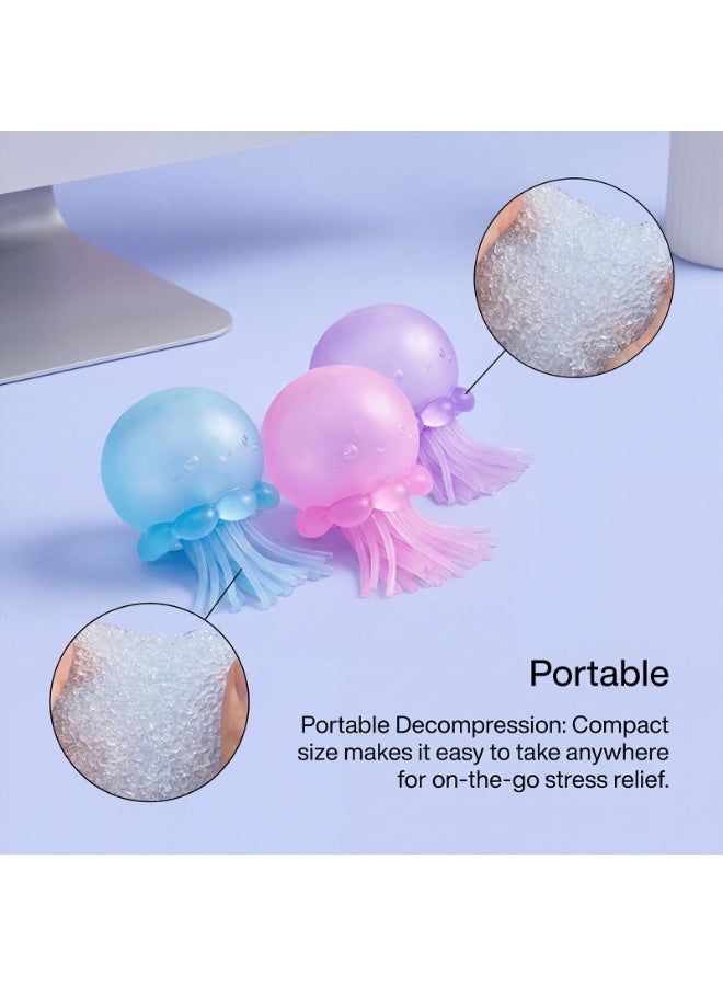 NeeDoh Jelly Squish Glitter Jellyfish Stress Relief Squishy Toy, Soft TPR Squeeze Fidget Toy for Anxiety Relief, Portable Sensory Toy for Kids & Adults - Image 4