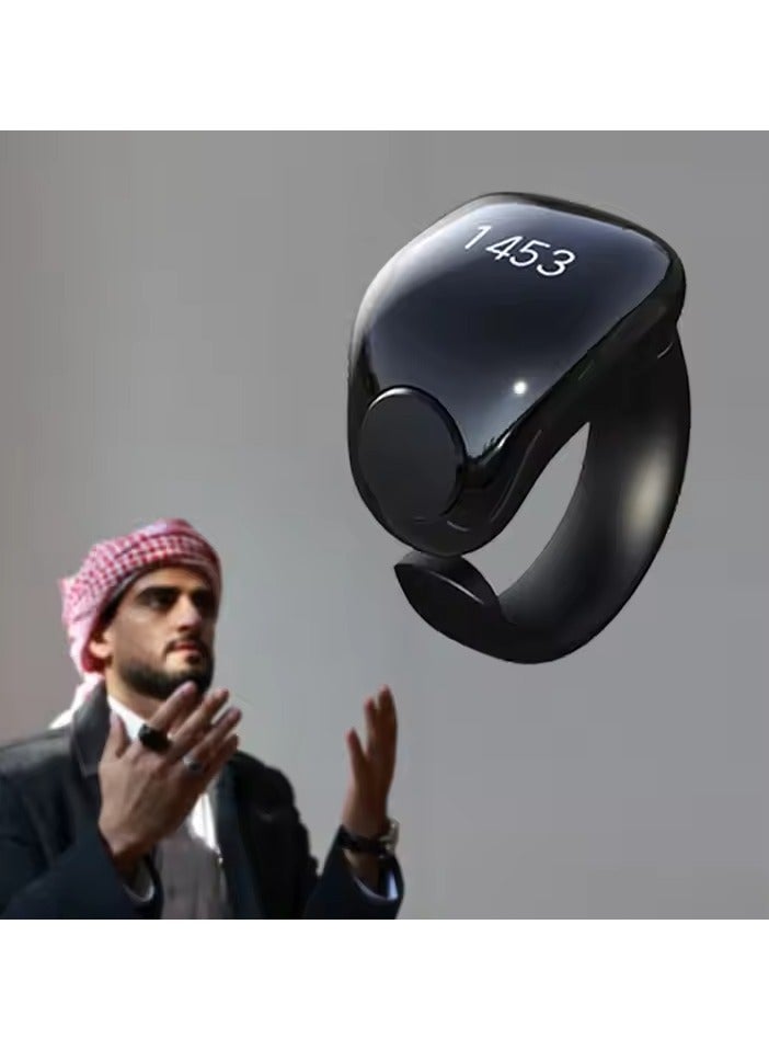 Healife Tasbih Zikr Smart Ring, Adjustable Ring Finger Counter with 5 Sizes (16/18/20/22/24mm), APP Support Digital Counter Prayer Reminder Rings, Waterproof 4 Digit Finger Counter Zikr Ring for Muslims (Black)  - Image 2