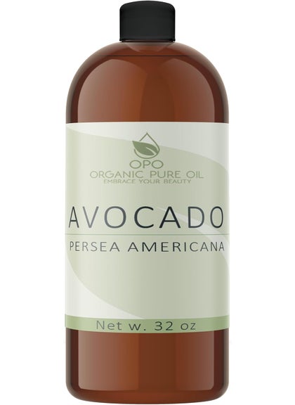 Avocado Oil  Pure Unrefined Partially Filtered NonGMO Vegan Fair Trade Cold Pressed Peel Bulk Carrier  32 oz  for Skin Hair Nails Body  More Hydrating Nourishing Moisturizing