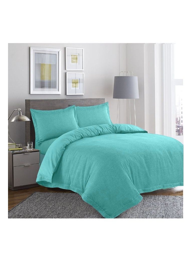 بيفت غطاء لحاف توليب كوين 225x245 + 30 سم 180Tc برسال أخضر بحري  - Image 1