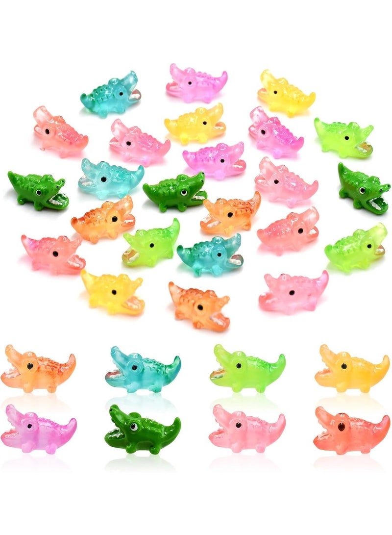 SYOSI Glow in The Dark Crocodile Figurines, Mini Resin Animals for Fairy Gardens, Dollhouse Scenes & Aquarium Decor, Luminous Micro Landscape Toys for Birthday Party Decorations (24-Piece) - Image 1