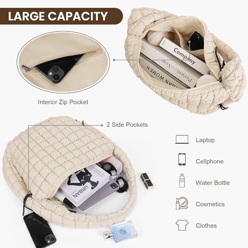 Juoxeepy Quilted Tote Bag Large Quilted Carryall Puffer Shoulder Bag Lightweight Puffy Padding Hobo Bags Puffy Bags - Image 3