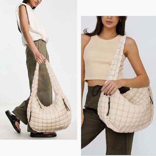 Juoxeepy Quilted Tote Bag Large Quilted Carryall Puffer Shoulder Bag Lightweight Puffy Padding Hobo Bags Puffy Bags - Image 2