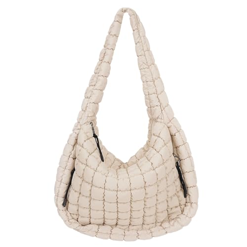Juoxeepy Quilted Tote Bag Large Quilted Carryall Puffer Shoulder Bag Lightweight Puffy Padding Hobo Bags Puffy Bags - Image 1