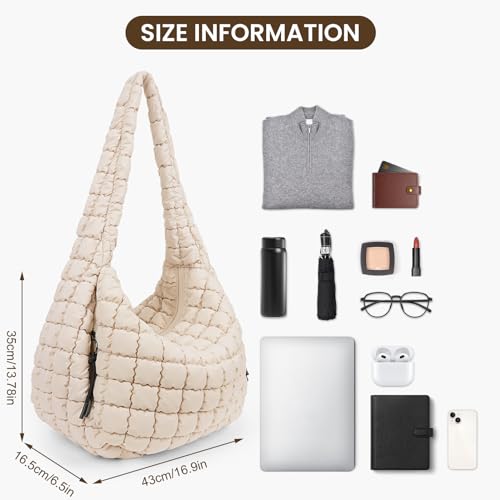 Juoxeepy Quilted Tote Bag Large Quilted Carryall Puffer Shoulder Bag Lightweight Puffy Padding Hobo Bags Puffy Bags - Image 4