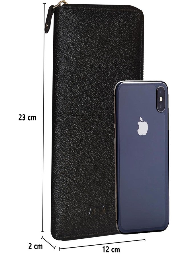 ABYS Genuine Leather RFID Protected Black Passport Wallet||Mobile Cover||Travel Wallet||Business Card Case for 4 Passports for Men & Women - Image 2