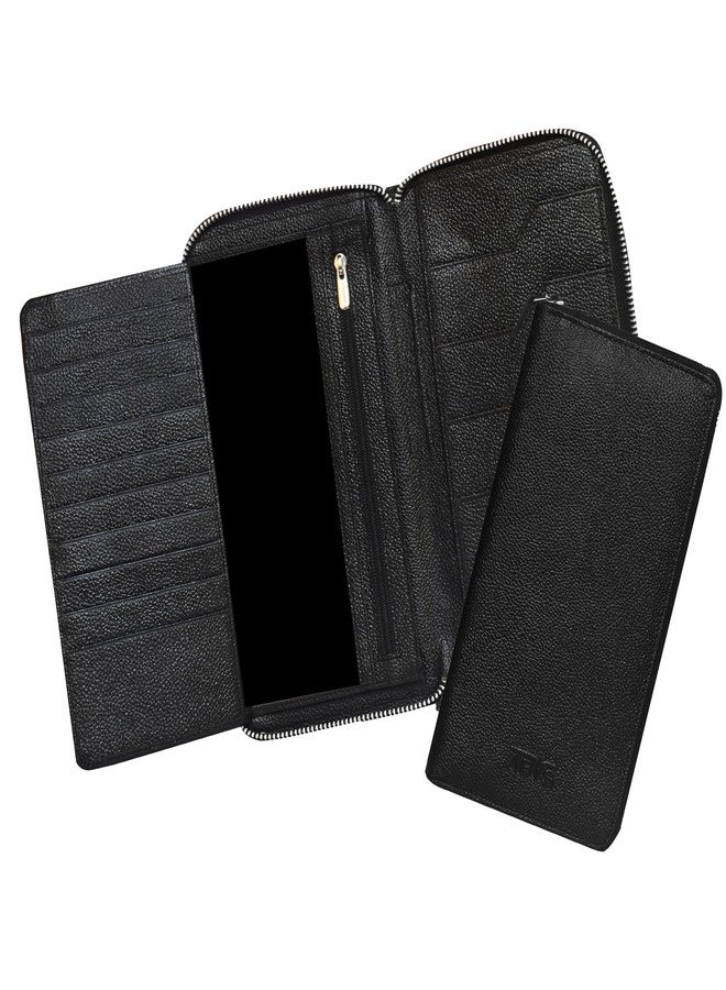 ABYS Genuine Leather RFID Protected Black Passport Wallet||Mobile Cover||Travel Wallet||Business Card Case for 4 Passports for Men & Women - Image 1