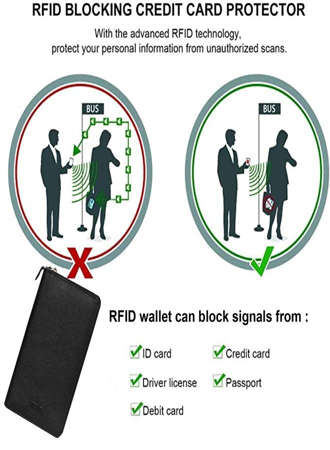 ABYS Genuine Leather RFID Protected Black Passport Wallet||Mobile Cover||Travel Wallet||Business Card Case for 4 Passports for Men & Women - Image 3