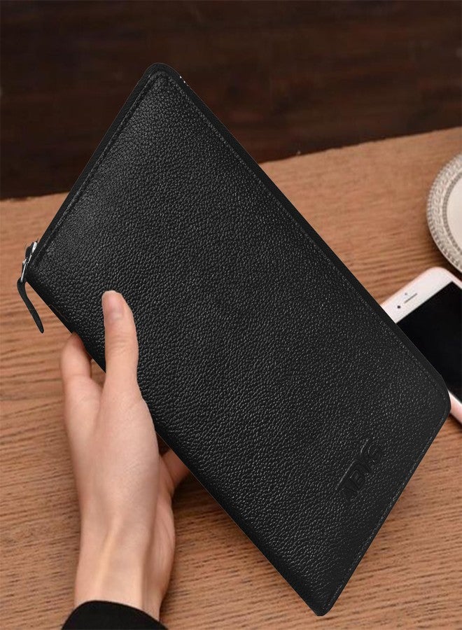 ABYS Genuine Leather RFID Protected Black Passport Wallet||Mobile Cover||Travel Wallet||Business Card Case for 4 Passports for Men & Women - Image 4