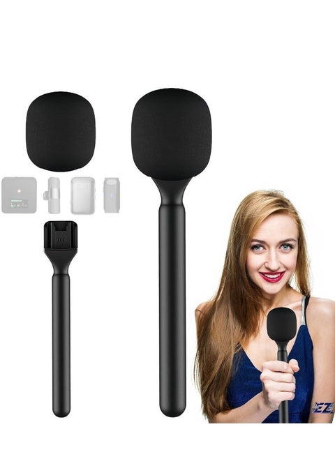 ELTRAZONE Universal Interview Handheld Adapter – Stand Holder Wireless Lavalier Microphone Mount for Wireless GO I/II, Rode Wireless Me/Pro, DJI Mic 1/2, Universal Handheld Mount for Interviews, Podcasts, and Content Creation