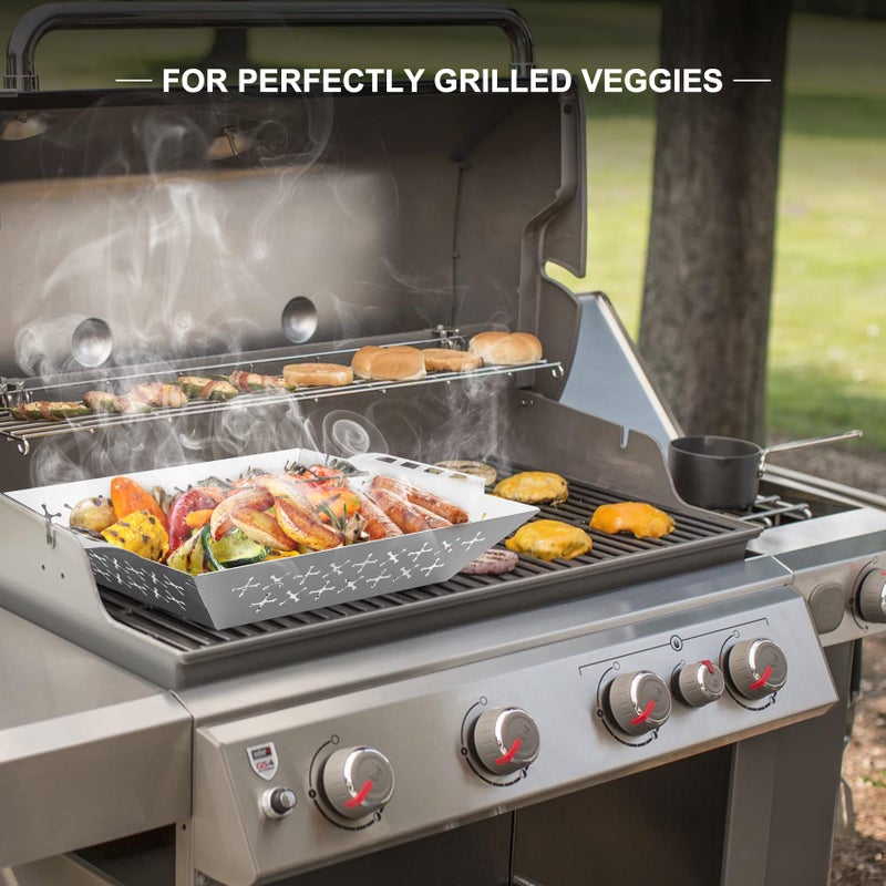 Skyflame Skyflame Stainless Steel Grill Baskets for Outdoor Grill, Thick Meat/Steak/Shrimp/Chop/Vegetable Grilling Basket with Handle, BBQ Grill Accessories for All Grills and Smokers  - Image 5