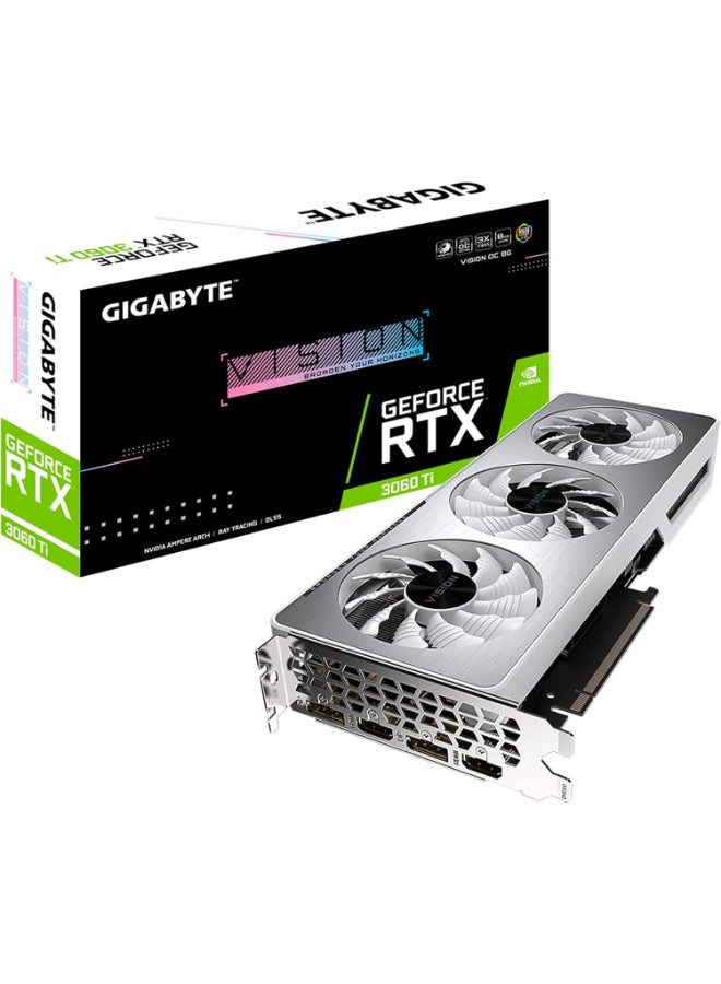 GeForce RTX 3060 Ti Vision OC 8G Graphics Card, WINDFORCE 3X Cooling System, LHR, 8GB 256-bit GDDR6, GV-N306TVISION OC-8GD REV2.0 Video Card