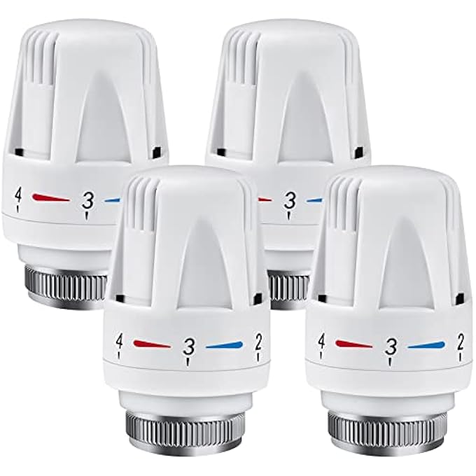 THERMOSTATIC RADIATOR VALVE HEAD, 4PCS TRV M30X1.5 RADIATOR VALVE REPLACEMENT HEAD, RADIATOR THERMOSTAT VALVE HEAD ONLY, TRV RADIATOR VALVES HEATING SYSTEM TEMPERATURE CONTROL FOR HOME OFFICE - Image 2