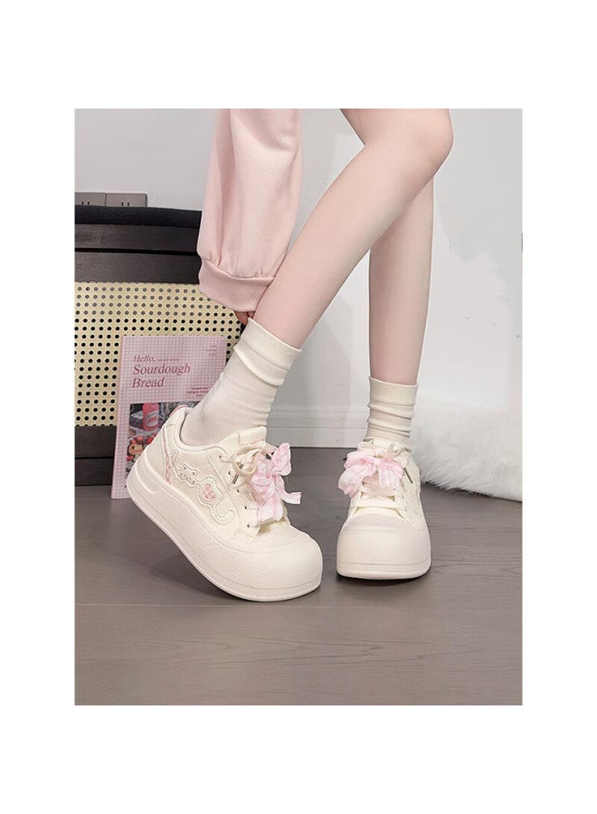 Humanity Renben Soft Sole Lightweight White Sneakers For Women Trending Original Versatile Chunky Head Bread Shoes Thick Sole Sports Sneakers For Women - Image 4