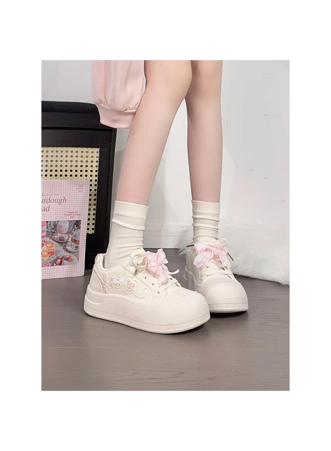Humanity Renben Soft Sole Lightweight White Sneakers For Women Trending Original Versatile Chunky Head Bread Shoes Thick Sole Sports Sneakers For Women - Image 2
