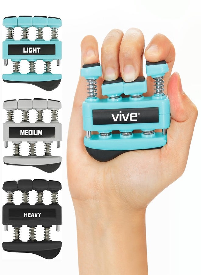 VIVE Finger Strengthener by Vive (3 Pack) Hand Grip Equipment for Guitar, Musicians, Rock Climbing & Therapy - Gripper with Exercise Guide for Strengthening Muscles - Image 1