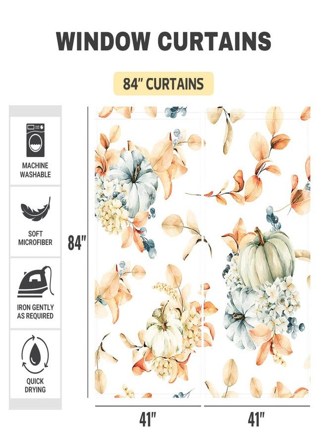 Funnytree Autumn Pumpkins Window Curtain Fall Thanksgiving Harvest Print Curtains Home Farmhouse Decor Rod Pocket Darkening Drapes for Bedroom Living Room 82 in x 84 in - Image 4