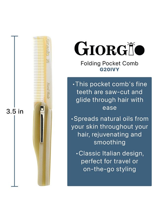 Giorgio G20 IVY Folding Fine Tooth Mustache and Beard Comb 6.5 Inches - Sawcut and Hand Polished Ivory Styling and Travel Comb for Everyday Hair Care - Image 2