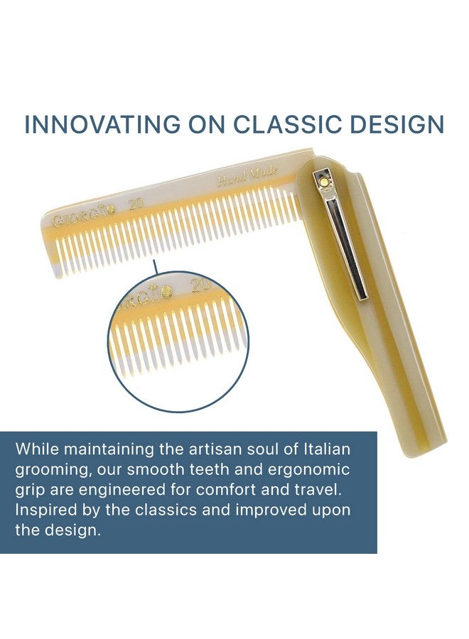 Giorgio G20 IVY Folding Fine Tooth Mustache and Beard Comb 6.5 Inches - Sawcut and Hand Polished Ivory Styling and Travel Comb for Everyday Hair Care - Image 3