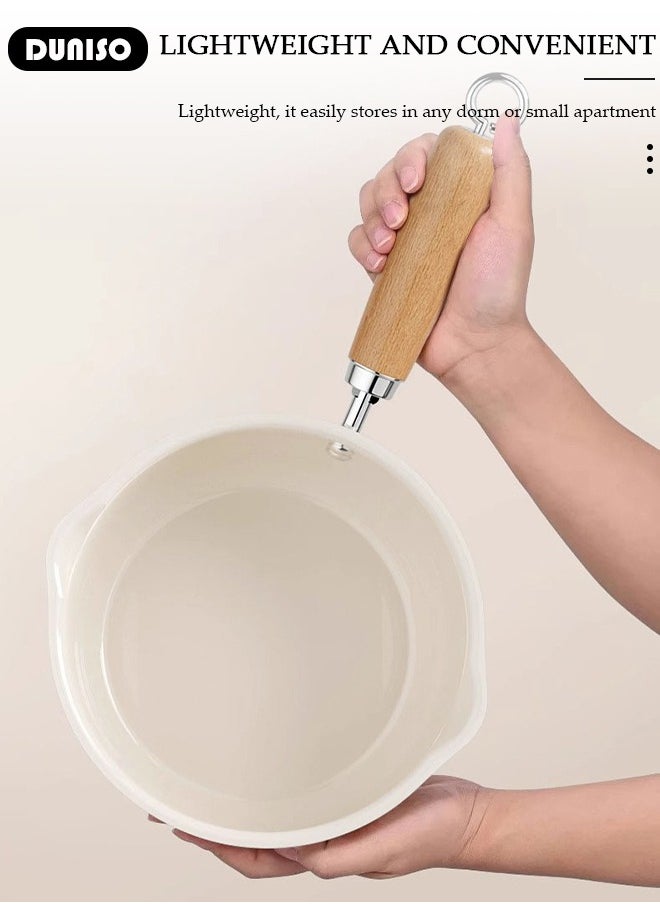 DUNISO - Saucepan with Lid, Small Cooking Pot with Pour Spout, Non Stick Sauce Pan, Nonstick Milk Pan for Induction, Gas and Electric Hobs, Perfect for Cooking Gravies, Pasta, Vegetable and More - Image 1