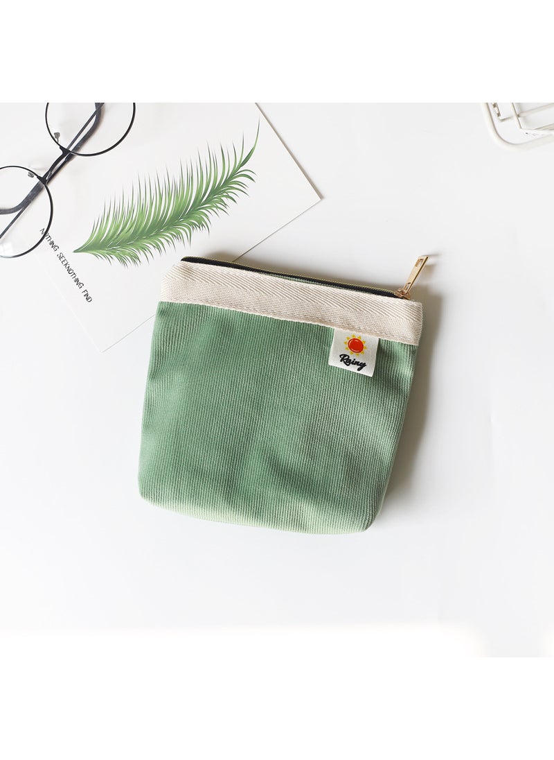 Generic Winter Corduroy Wallet Womens Korean Style Fresh Color Block Design Mini Coin Purse Simple Clean Fresh Style Female Money Bag 0188-Mint Green 