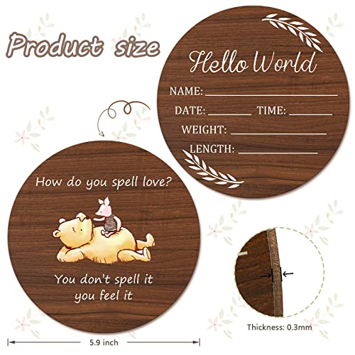 Yewfold Baby Announcement Sign, Hello World Newborn Signs, Baby Name Sign, Birth Announcement Signs for Photo Prop, Nursery Decor - Image 2