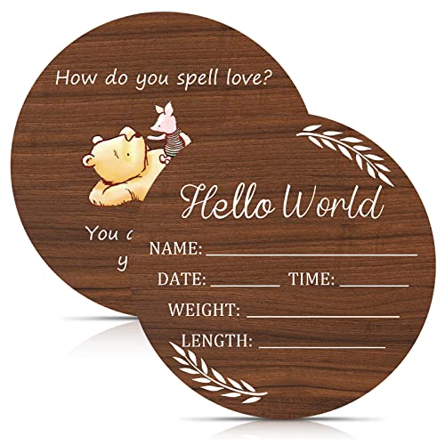Yewfold Baby Announcement Sign, Hello World Newborn Signs, Baby Name Sign, Birth Announcement Signs for Photo Prop, Nursery Decor - Image 1