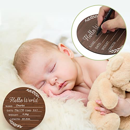 Yewfold Baby Announcement Sign, Hello World Newborn Signs, Baby Name Sign, Birth Announcement Signs for Photo Prop, Nursery Decor - Image 4