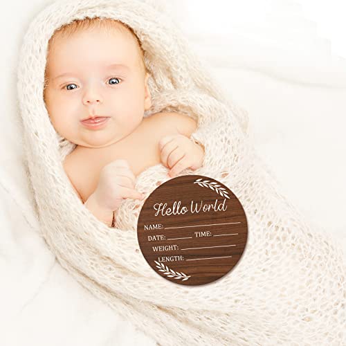 Yewfold Baby Announcement Sign, Hello World Newborn Signs, Baby Name Sign, Birth Announcement Signs for Photo Prop, Nursery Decor - Image 3