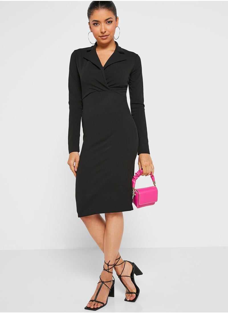 boohoo Surplice Neck Dress  - Image 4