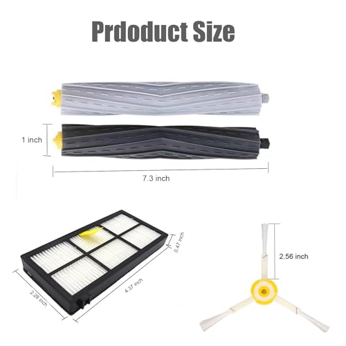 Detetap Replacement Parts for iRobot Roomba 800 900 Series 805 850 860 861 866 870 871 880 890 960 980 981 985 Vacuum Cleaner,4 Filter,4 Side Brush & Screws and 1 Set Main Roller Brush - Image 3