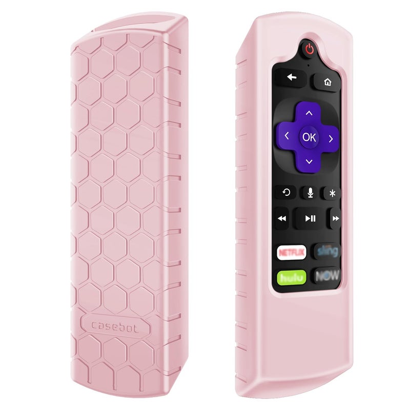 CaseBot Case for Roku Voice Remote RCA1R/RCAL7R, Express HD/4K+, Ultra LT Enhanced Voice, Express 3930, Premiere+ 3921, Streaming Stick+ Remote, Anti Slip Shockproof Silicone Cover, Pink Sand - Image 1