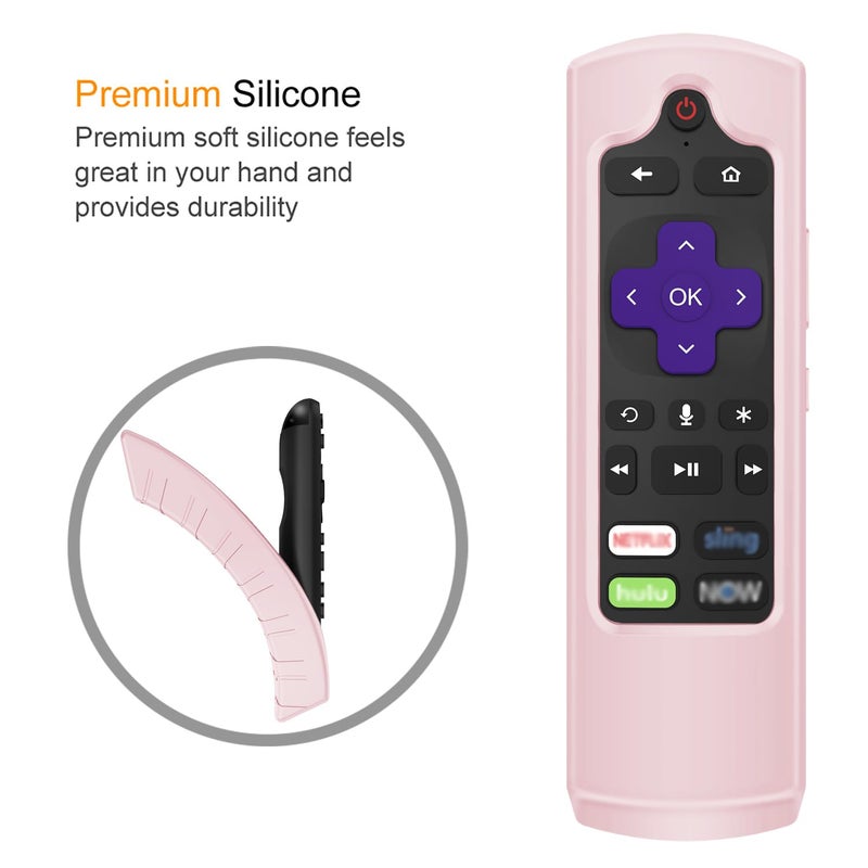 CaseBot Case for Roku Voice Remote RCA1R/RCAL7R, Express HD/4K+, Ultra LT Enhanced Voice, Express 3930, Premiere+ 3921, Streaming Stick+ Remote, Anti Slip Shockproof Silicone Cover, Pink Sand - Image 5