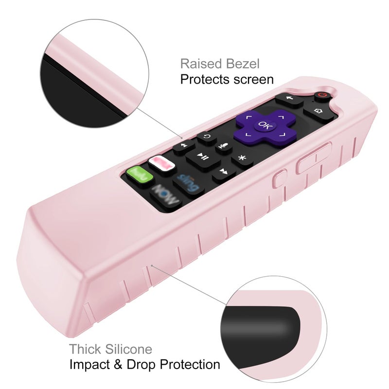 CaseBot Case for Roku Voice Remote RCA1R/RCAL7R, Express HD/4K+, Ultra LT Enhanced Voice, Express 3930, Premiere+ 3921, Streaming Stick+ Remote, Anti Slip Shockproof Silicone Cover, Pink Sand - Image 3
