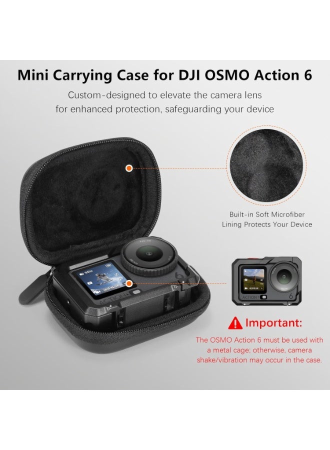 حقيبة حمل لملحقات DJI OSMO Action 6، حقيبة سفر محمولة وコンككت Action6، حقيبة جلدية صلبة مع بطانة ناعمة للحماية والتخزين (يجب استخدامها مع سلك معدني)، سوداء - Image 2