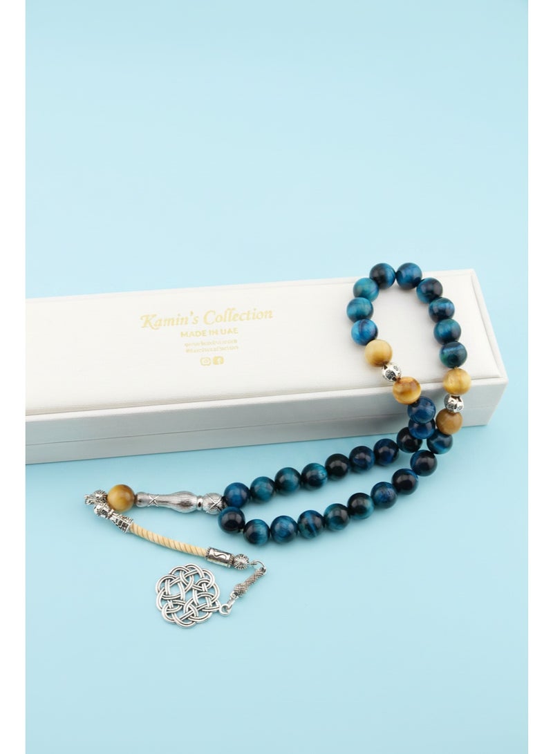 Kamins Collection Blue Tiger Eye & Yellow Tiger Eye Tasbih - Image 1