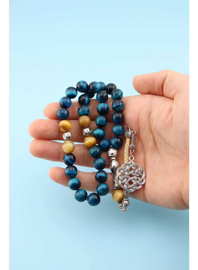 Kamins Collection Blue Tiger Eye & Yellow Tiger Eye Tasbih - Image 5