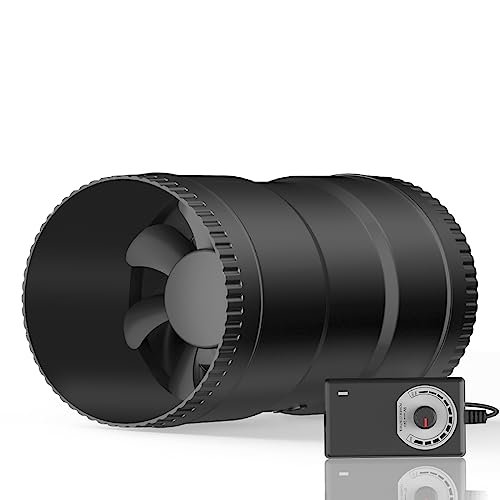 Hon&Guan 6 Inch Inline Booster Duct Fan with Speed Controller - 345 CFM Airflow with 19.2W Ultra-Low Power and Low Noise - Image 1