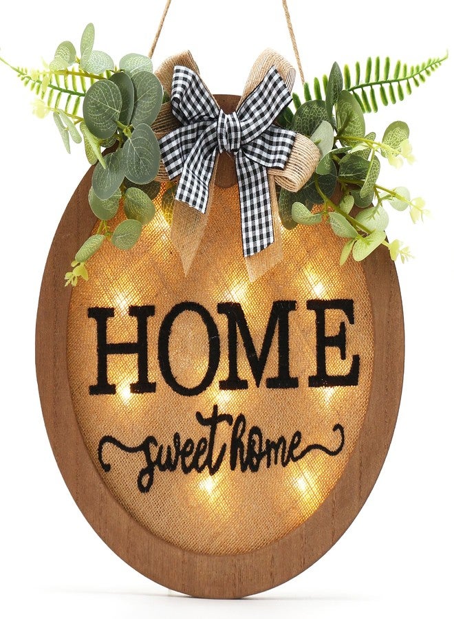 HOMCDALY Welcome Sign for Front Door, Door Wreaths for Front Door Outside, Farmhouse Welcome Wooden Door Hanger, Rustic Wall Door Sign, Seasonal Home Decorations (F-Brown) - Image 1