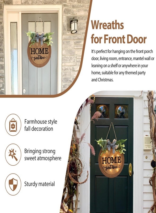 HOMCDALY Welcome Sign for Front Door, Door Wreaths for Front Door Outside, Farmhouse Welcome Wooden Door Hanger, Rustic Wall Door Sign, Seasonal Home Decorations (F-Brown) - Image 4