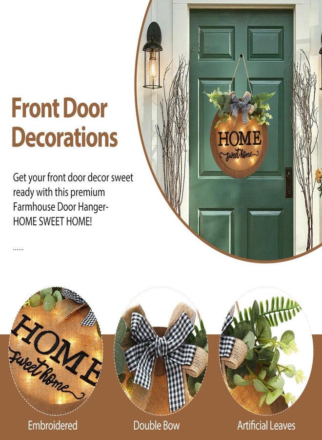 HOMCDALY Welcome Sign for Front Door, Door Wreaths for Front Door Outside, Farmhouse Welcome Wooden Door Hanger, Rustic Wall Door Sign, Seasonal Home Decorations (F-Brown) - Image 3