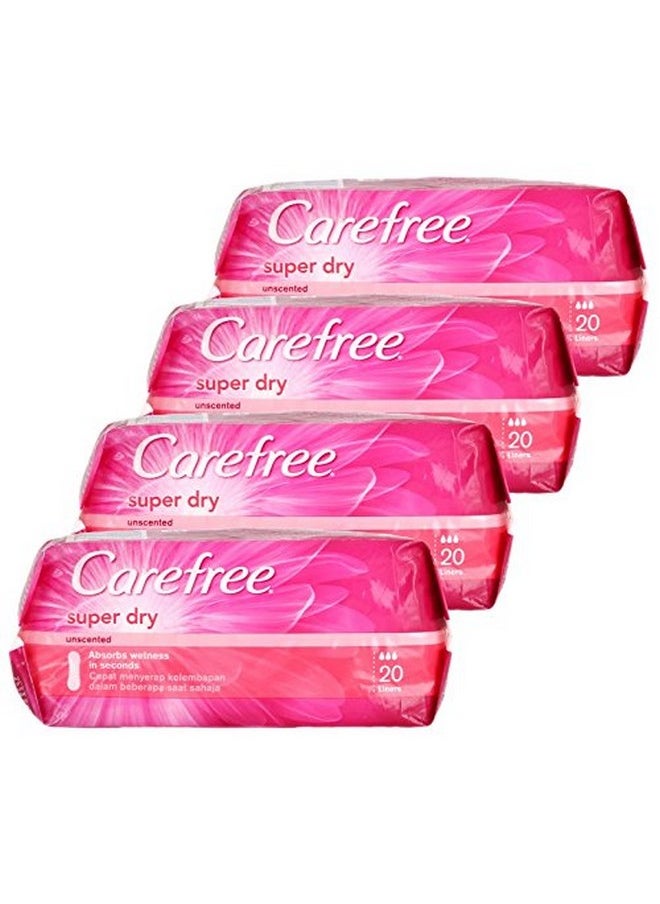 Carefree Carefree Super Dry Panty Liners, 20 Liners (Pack of 4)  - Image 1