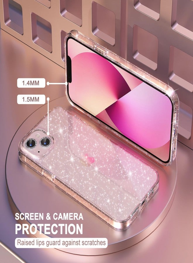 Choiche Compatible with iPhone 13 Case, Women Glitter Bling Sparkly Case Bumper, [2 x Diamond Camera Lens Protectors] [Non-Yellowing Shockproof Protective Cover] 6.1-inch 2021 (Glitter Clear) - Image 4