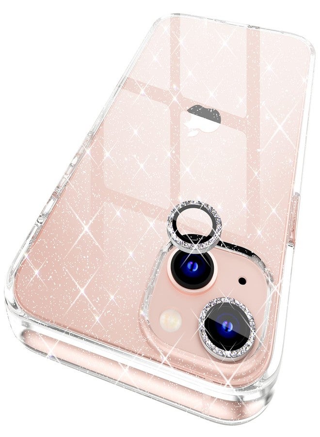 Choiche Compatible with iPhone 13 Case, Women Glitter Bling Sparkly Case Bumper, [2 x Diamond Camera Lens Protectors] [Non-Yellowing Shockproof Protective Cover] 6.1-inch 2021 (Glitter Clear) - Image 1