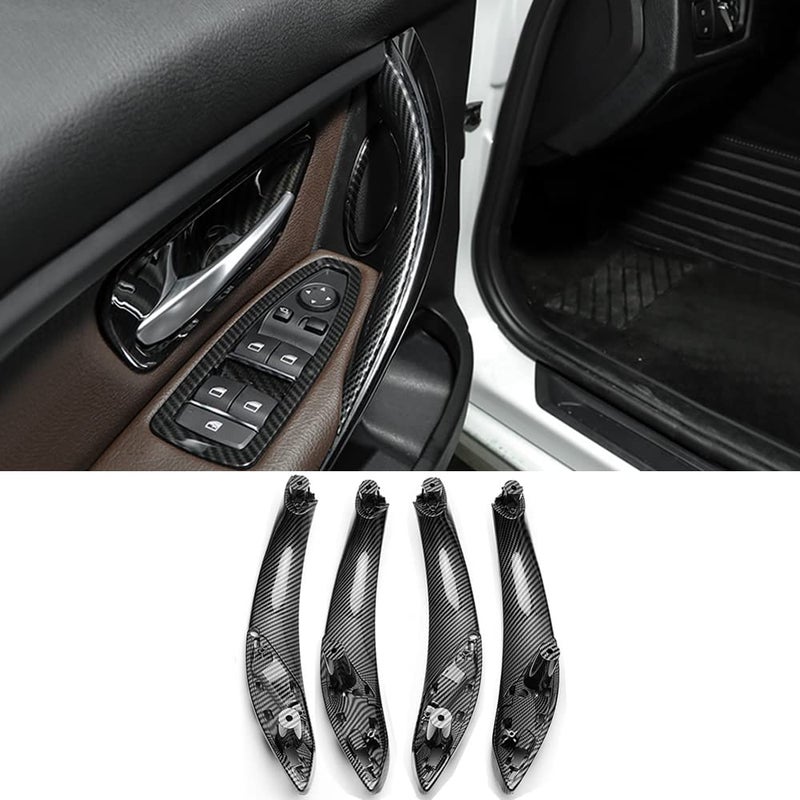 CHUANGHUI Car Door Handle Compatible with BMW 3 Series F30 F31 20132018 Interior Door Pull Handles Replace Cover 320i 328i 330i 335i 340i Carbon Fiber Color