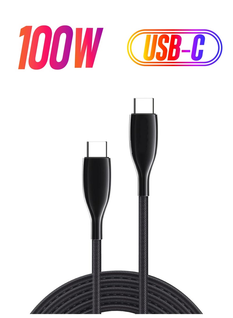 ALOCIAM كابل USB C للشحن السريع، 1م كابل USB Type C متوافق مع MacBook Pro، iPad Mini 6، iPad Air 4، Galaxy S21، Pixel، LG، Switch، جميع شواحن PD USB C (أسود 100W) - Image 1